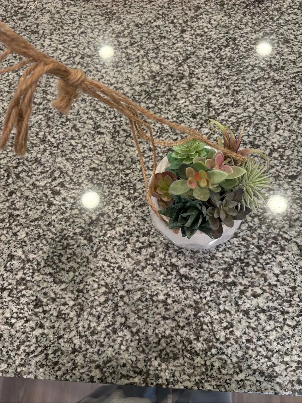Artificial Succulent Hanging Planter - Green and Pink